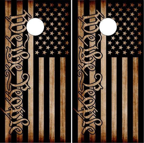 We The People Burnt Flag Cornhole Boards