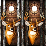 Deer Buck Head Dark Wood Camo Cornhole Boards