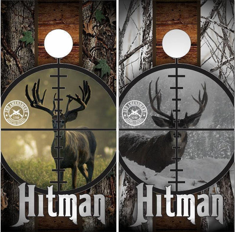 Deer Buck Scope Hitman Camo Cornhole Boards