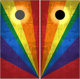 Rainbow Colored Cornhole Boards