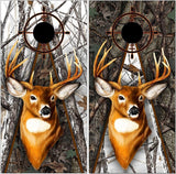 2 Deer Beck Snow Wood Camo Cornhole Boards