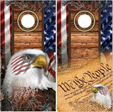 American Flag Wood Camo Eagles Cornhole Boards