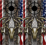 Deer Buck Skull Diamond Plate Camo Cornhole Boards