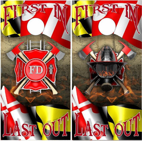 Maryland Flag FIre Department Cornhole Boards