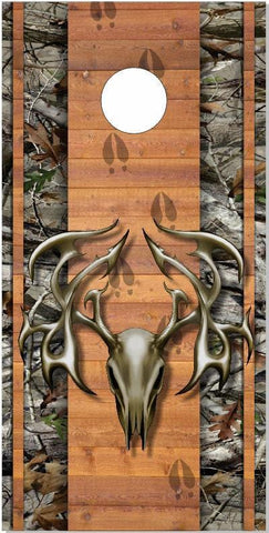 Tribal Buck Skull Camo Cornhole Boards