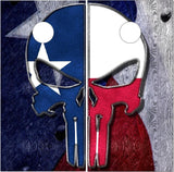 Texas Flag Wood Skull Cornhole Boards