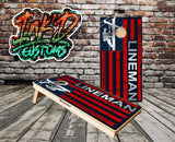 Lineman Line Flag Cornhole Boards